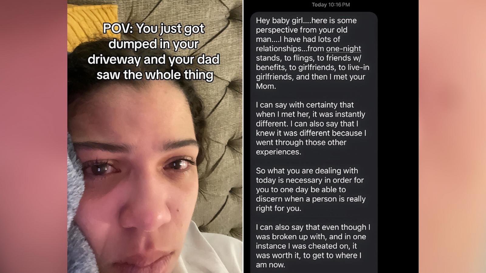 PHOTO: In a TikTok post, Fallon Thompson shared text messages her father sent her after seeing her go through a breakup.