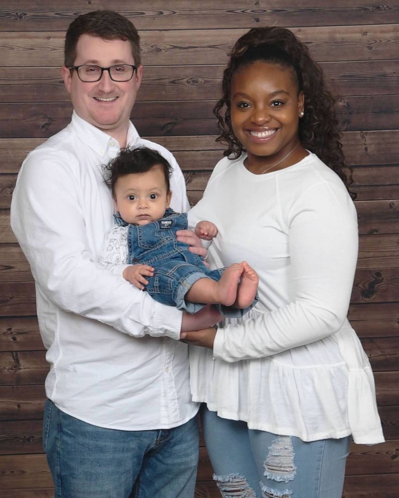 PHOTO: Baby Logan Mone, pictured with father, Tom Mone, and mother, Jasmin Mone.