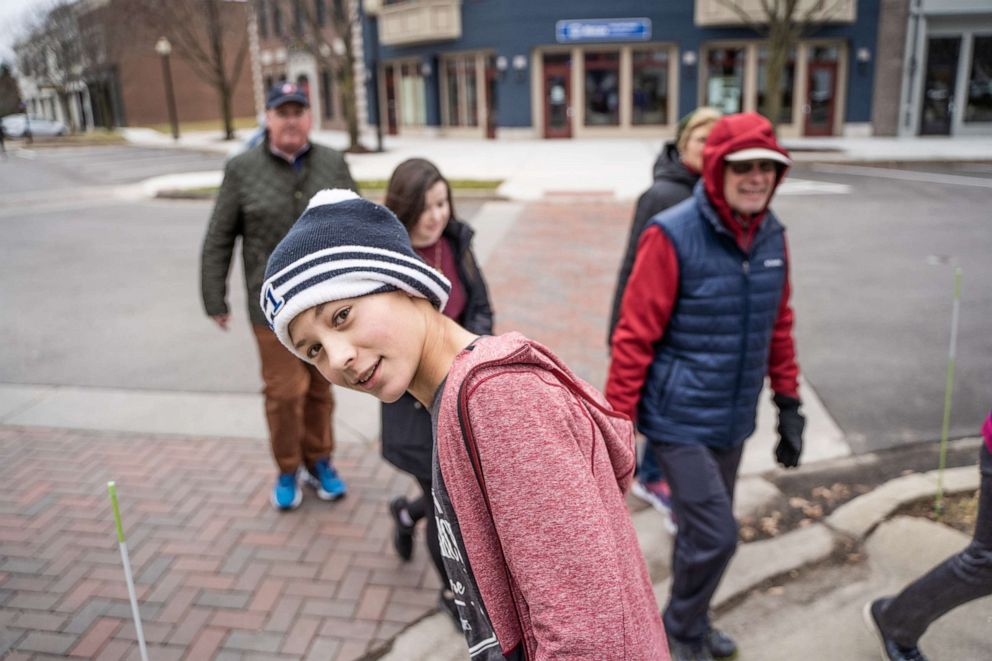 PHOTO: Parker Maiers transformed his family's mimosa walk into the "Mimosa March," a 1 mile trek around town to raise money for the National Brain Tumor Society on Thanksgiving.