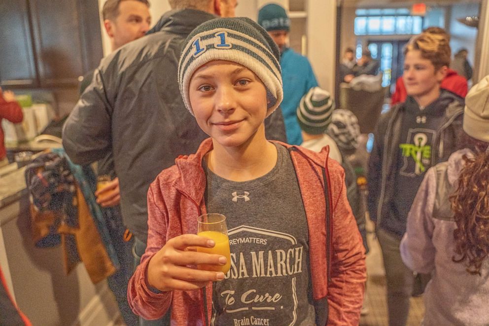 PHOTO: Parker Maiers, 12, transformed his family's mimosa walk into the "Mimosa March," a 1 mile trek around town to raise money for the National Brain Tumor Society on Thanksgiving.