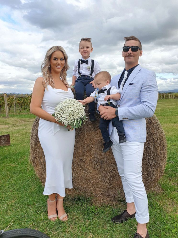PHOTO: Kylie Najjar pictured with her family, including, her son Jai, 1, and her son, Hudson, 4, at a wedding that took place before the Coronavirus pandemic.