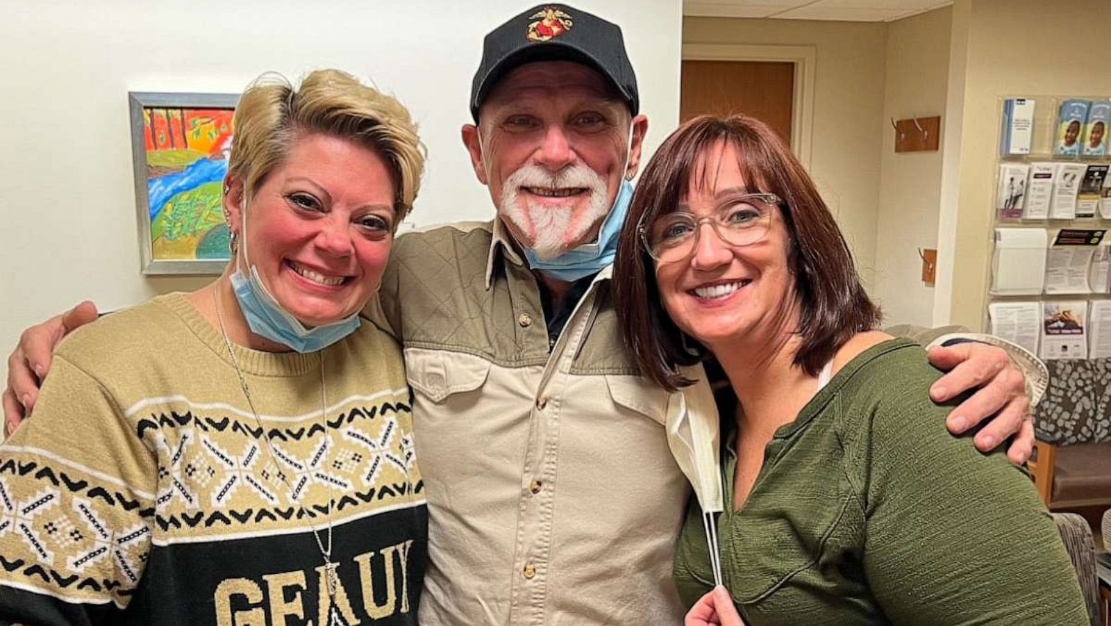 PHOTO: Molly Jones, John Cunningham and Kristi Hadfield met in person before Hadfield donated a kidney to Jones.