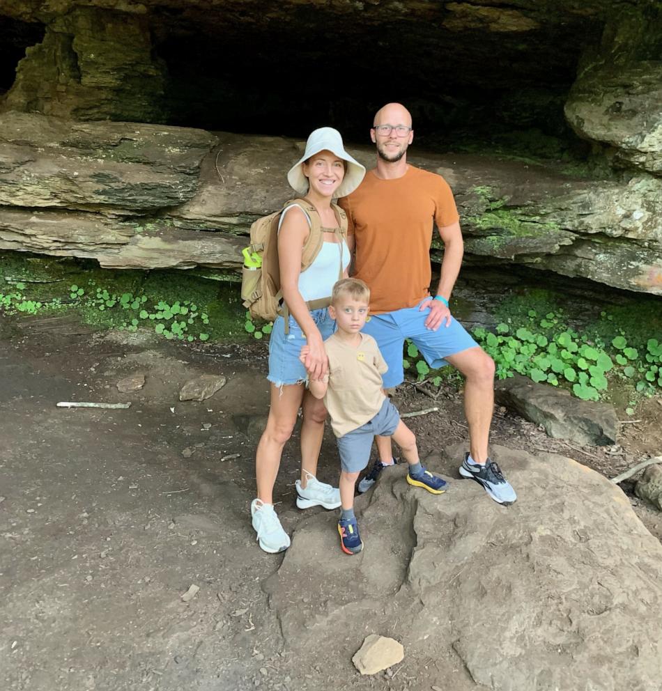 PHOTO: Deborah and Lee Dorbert pose with their son Kaiden on a family vacation taken to help them heal after the loss of their younger son, Milo.