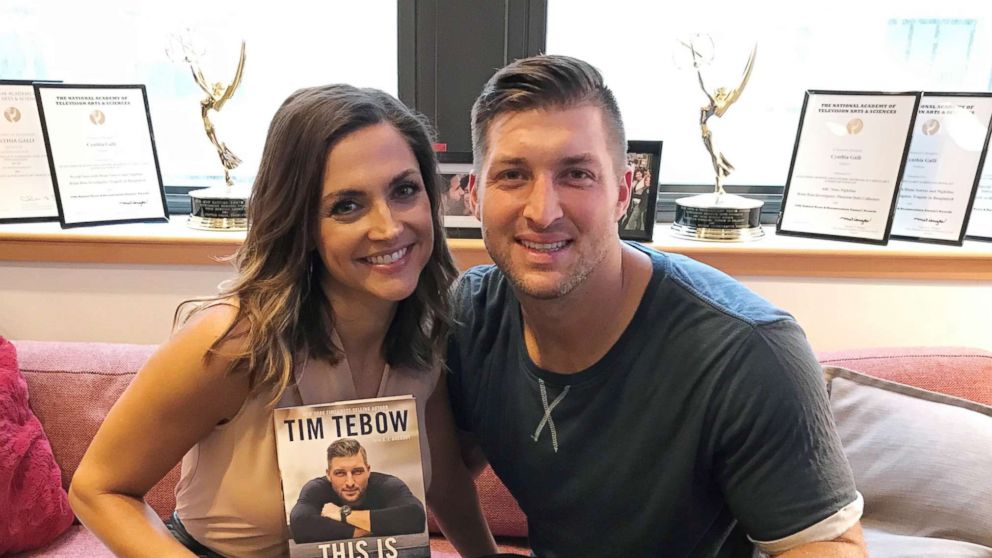 PHOTO: ABC News' Paula Faris talks to athlete Tim Tebow for her podcast, "Journeys of Faith with Paula Faris."