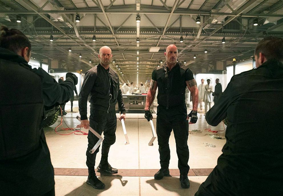 PHOTO: Jason Statham, left, as Deckard Shaw, and Dwayne Johnson, as Luke Hobbs, in a scene from "Fast & Furious Presents: Hobbs & Shaw."