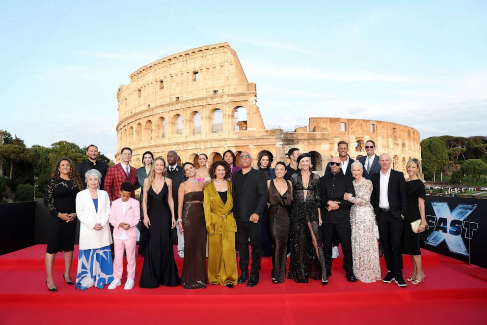 PHOTO: The cast and crew arrive for the Premiere of the film "Fast X," May 12, 2023, at the Colosseum monument in Rome.