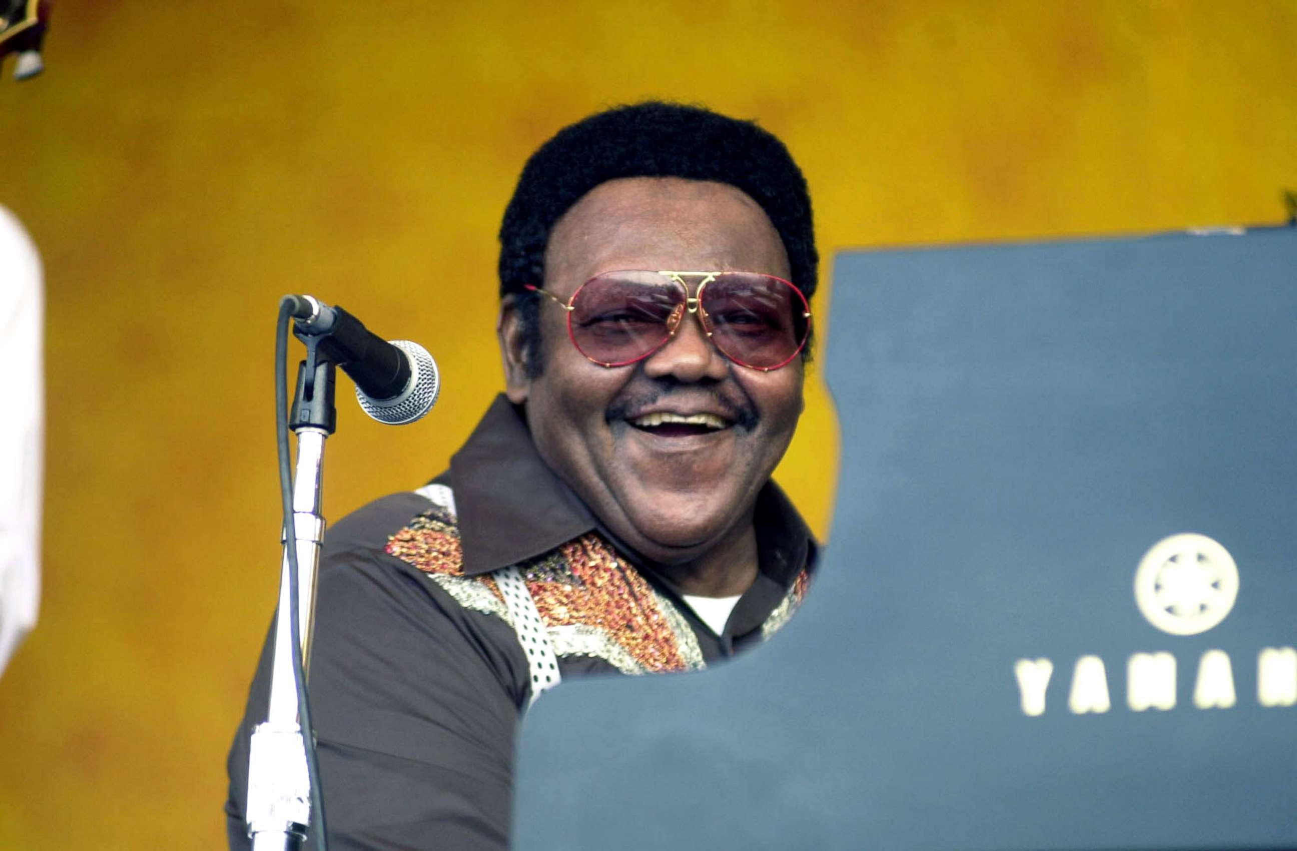 PHOTO: Fats Domino performs on the opening night of the 2003 New Orleans Jazzfest, Apr. 26, 2003. 