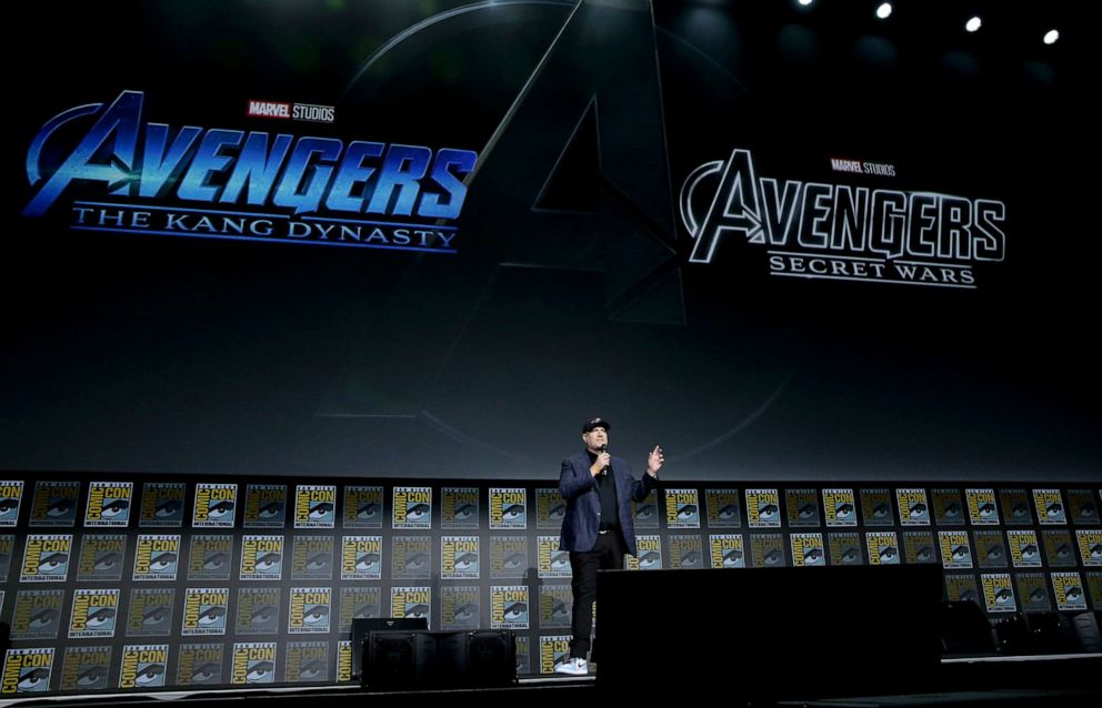 PHOTO: Kevin Feige, President of Marvel Studios, speaks at Comic-Con, July 23, 2022, in San Diego, Calif.