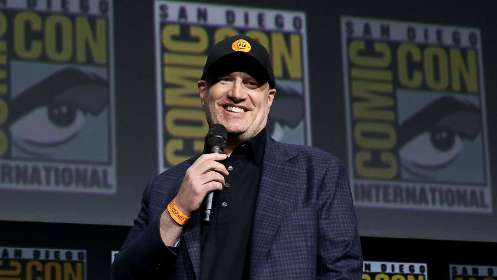 PHOTO: Kevin Feige, President of Marvel Studios, speaks at Comic-Con, July 23, 2022, in San Diego, Calif.