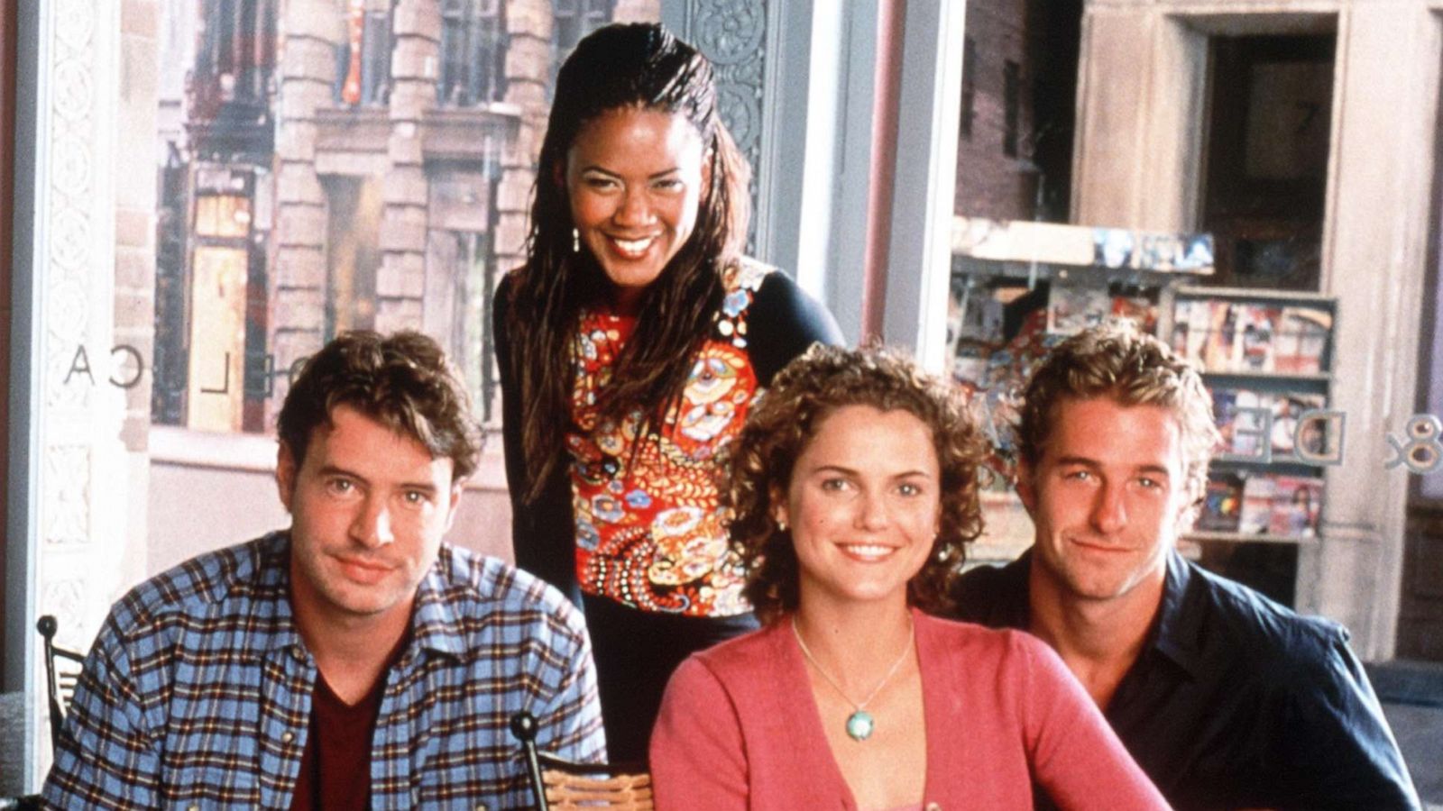 PHOTO: From left to right, Scott Foley, Tangi Miller (top), Kerri Russell And Scott Speedman in the Warner Bros. TV series "Felicity."