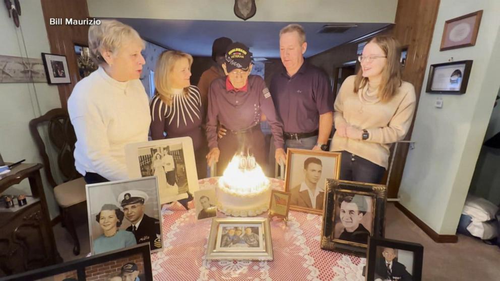 PHOTO: World War II veteran Felix Maurizio is turning 100 in February 2025. Maurizio served in the U.S. Navy and returned to Normandy for the 80th anniversary of D-Day in June 2024.