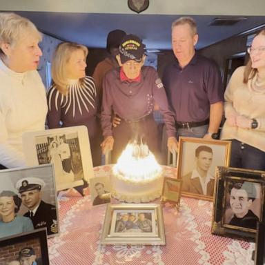 PHOTO: World War II veteran Felix Maurizio is turning 100 in February 2025. Maurizio served in the U.S. Navy and returned to Normandy for the 80th anniversary of D-Day in June 2024.