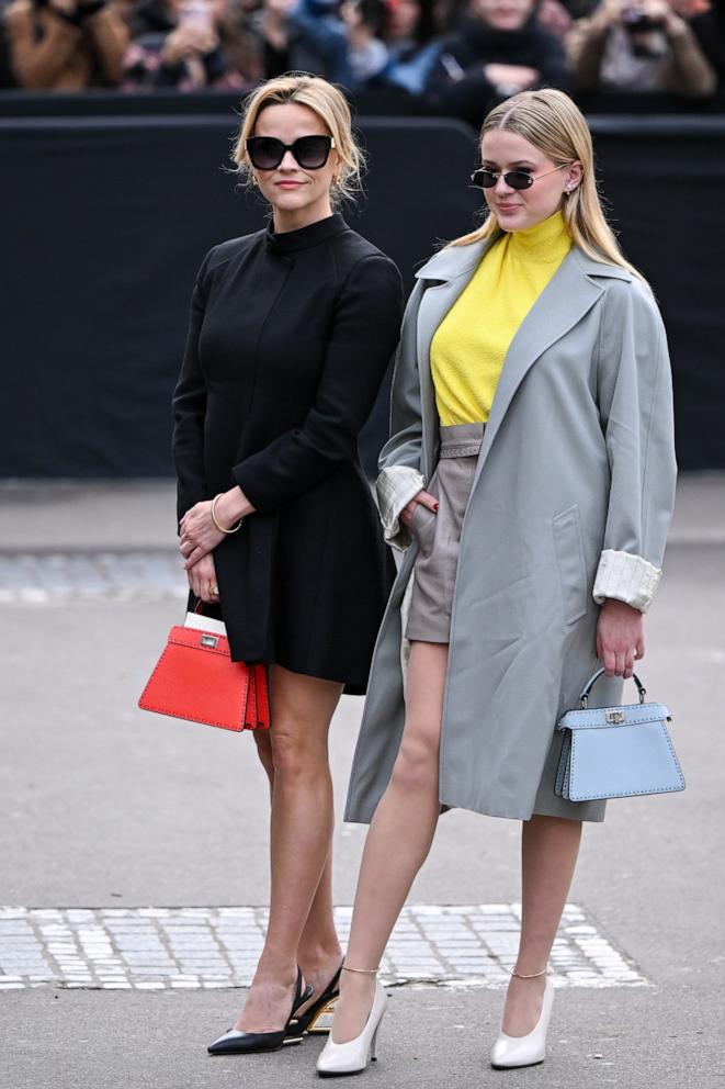 PHOTO: Reese Witherspoon and her daughter Ava Elizabeth Phillippe attend the Fendi Haute Couture Spring/Summer 2024 show as part of Paris Fashion Week, Jan. 25, 2024, in Paris.