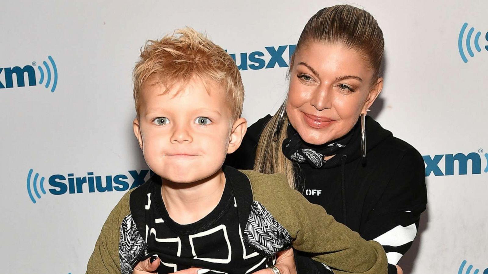 PHOTO: Singer/songwriter Fergie and son Axl Duhamel visit SiriusXM Studios on September 25, 2017 in New York City.