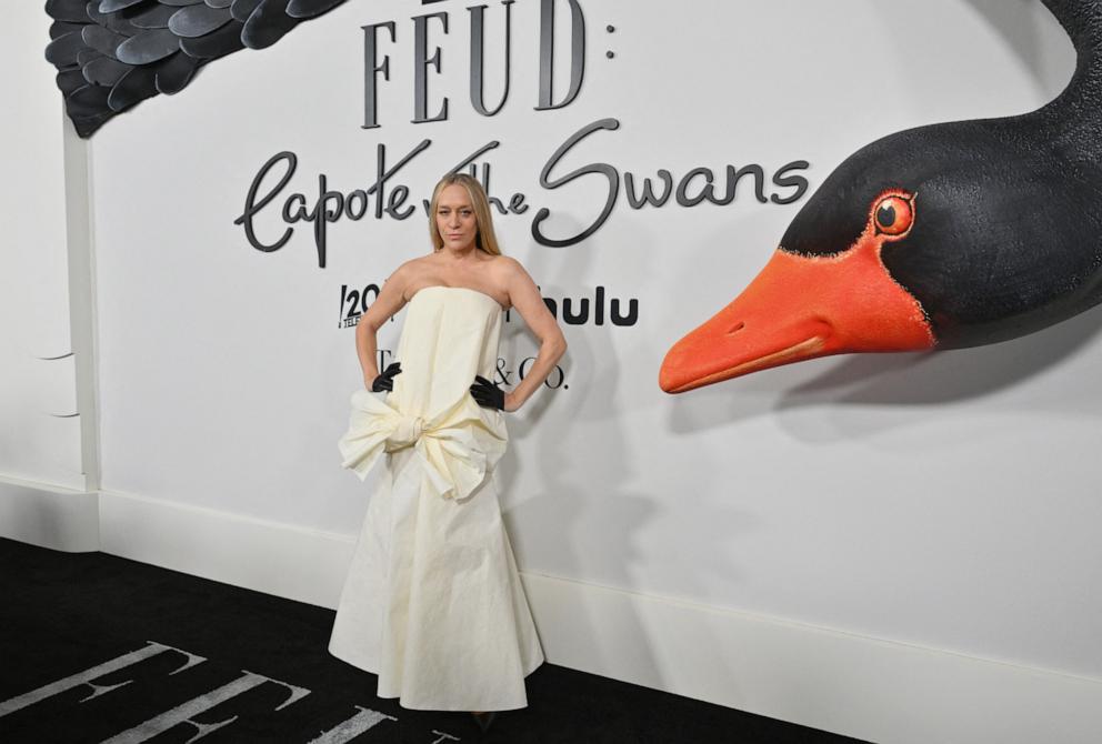 PHOTO: Chloë Sevigny arrives for FX's "Feud: Capote vs. The Swans" premiere at the Museum of Modern Art, Jan. 23, 2024, in New York. 