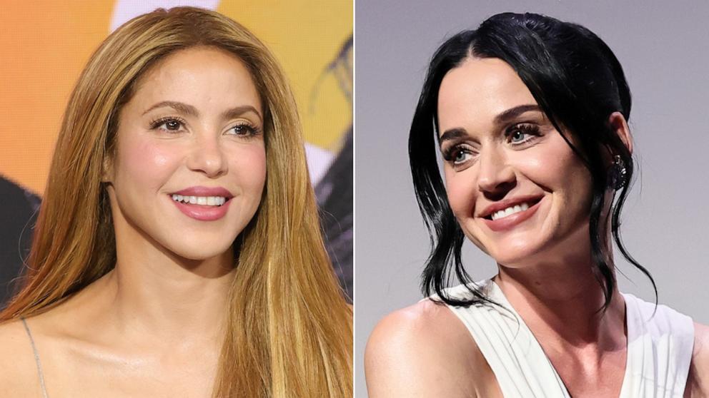 PHOTO: Shakira speaks onstage during a special announcement at Global Citizen Now: New York, May 14, 2026, in New York. Katy Perry speaks onstage during "Katy Perry: The Lifetimes Tour" Premiere, June 8, 2026, in New York. 