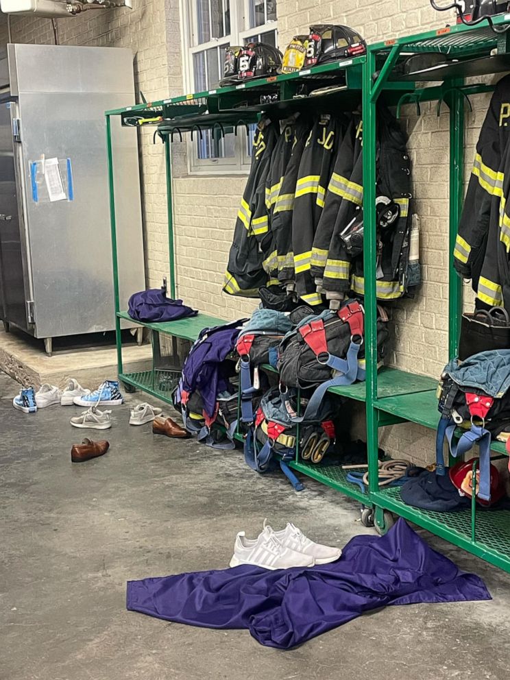 PHOTO: Six students from Port Jefferson High School on Long Island, who are fire department volunteers, raced to help put out a blaze just moments after collecting their diplomas.