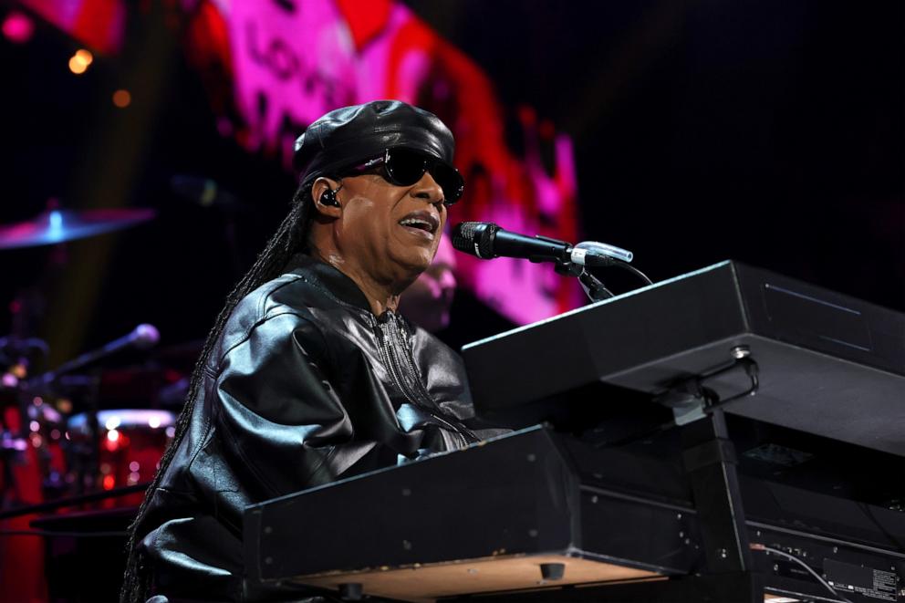 PHOTO: Stevie Wonder performs onstage during the FIREAID Benefit Concert for California Fire Relief at Intuit Dome on Jan. 30, 2025 in Inglewood, California. 