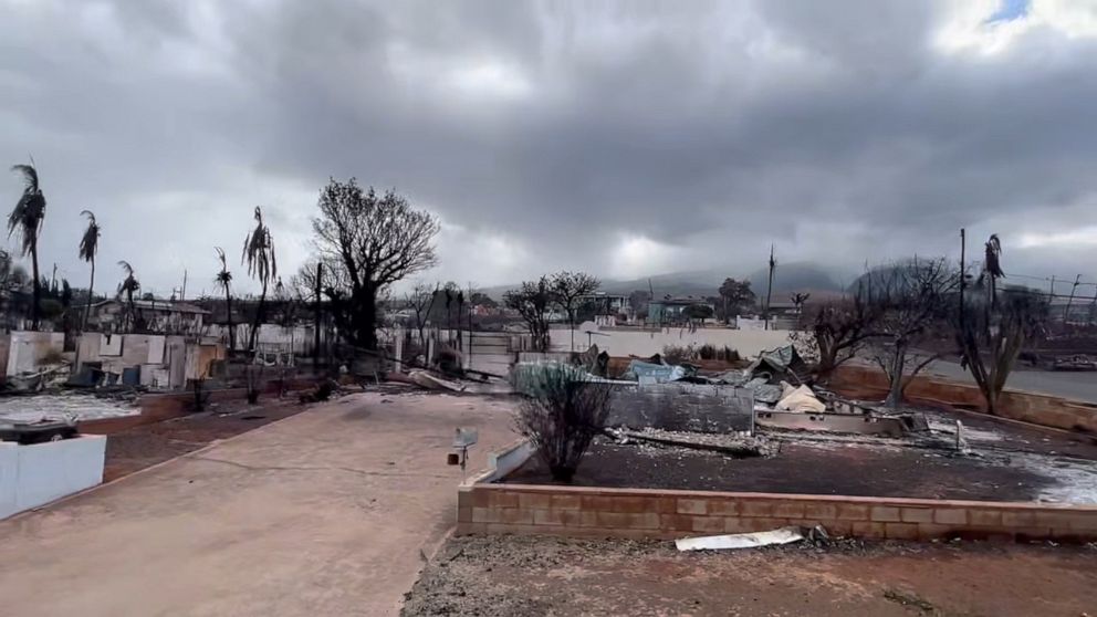 PHOTO: The aftermath of the Maui wildfires in Lahaina is shown in this still from a video taken by firefighter Aina Kohler on Aug. 10, 2023.