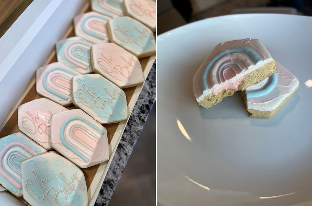 PHOTO: The Clarks had a gender reveal party where they enjoyed cookies that featured a pink filling.