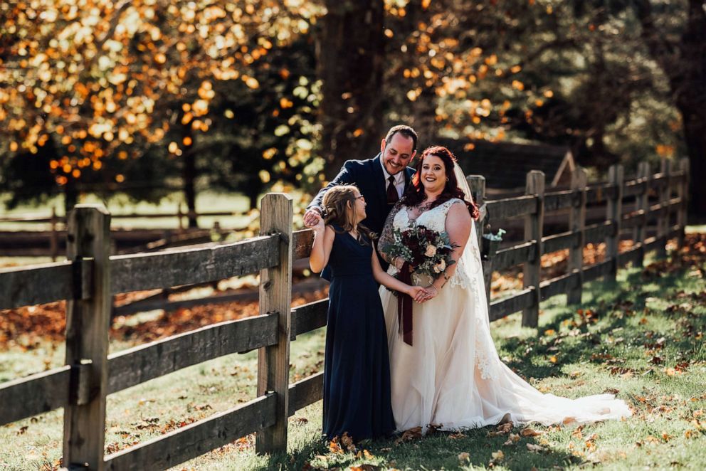 PHOTO: Jimmy Gisondi read vows to 9-year-old Olivia Jewart as he married her mother, Kelsea Jewart Gisondi on Nov. 2, 2019, in Horsham, Pennsylvania.