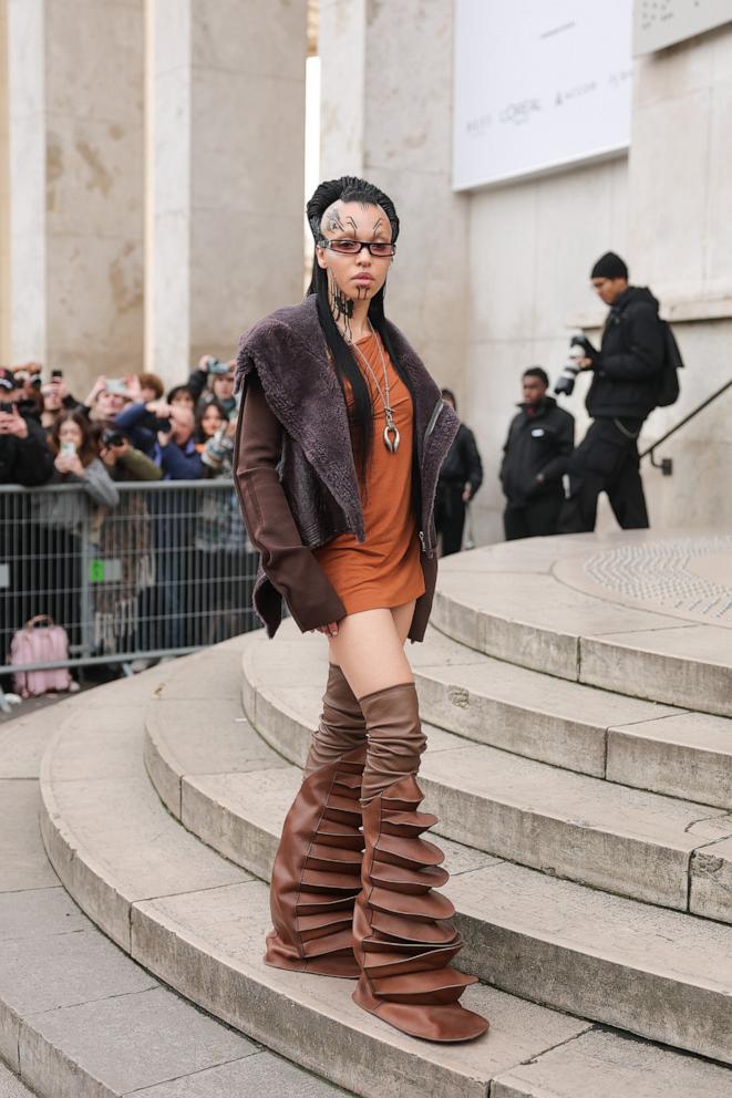 PHOTO: FKA twigs attends the Rick Owens Menswear Fall-Winter 2025/2026 show as part of Paris Fashion Week in Paris, France, Jan. 23, 2025.