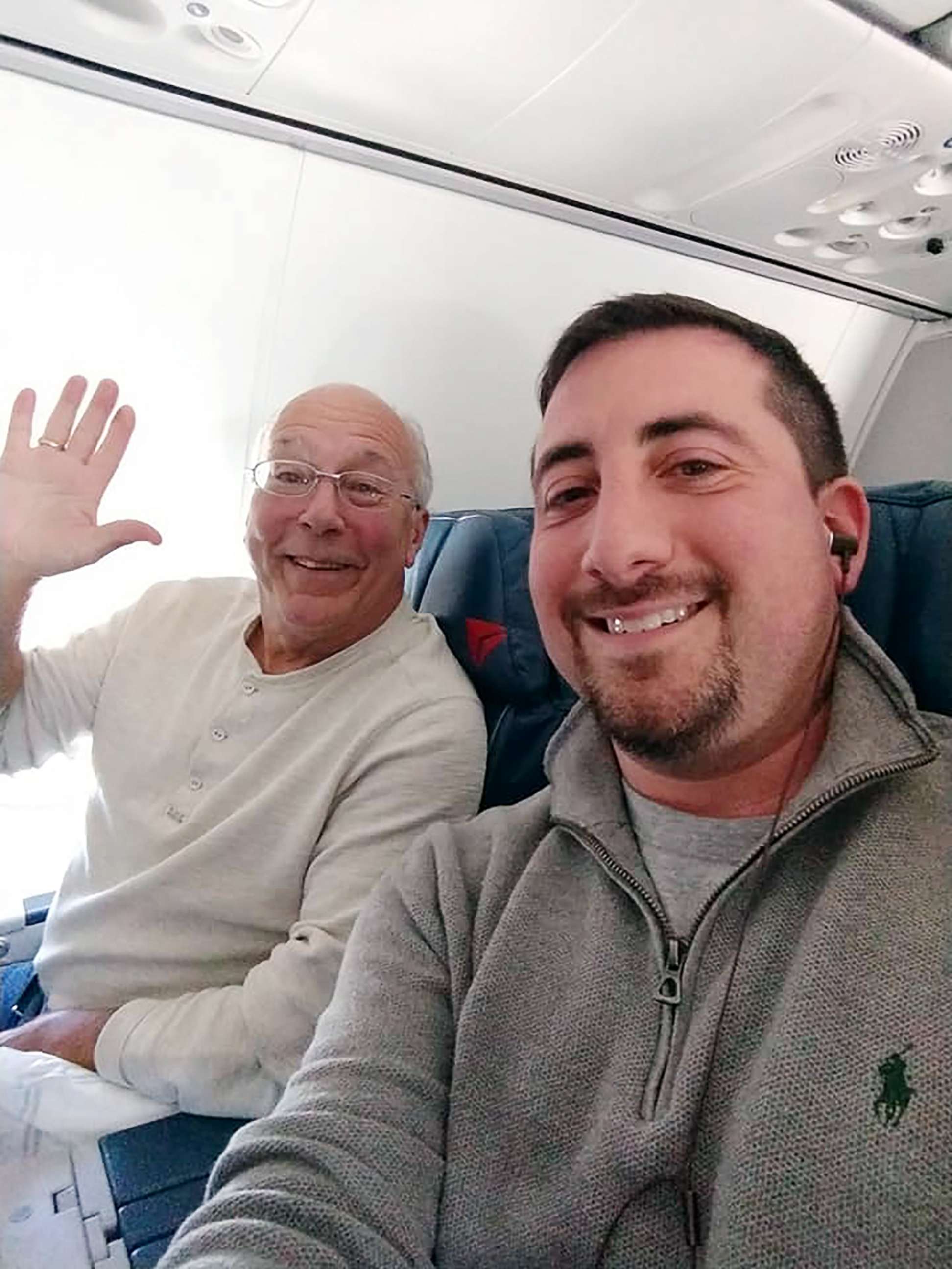 PHOTO: Hal Vaughan, left, flew on Christmas Eve so that his flight attendant daughter wouldn't have to spend Christmas alone.