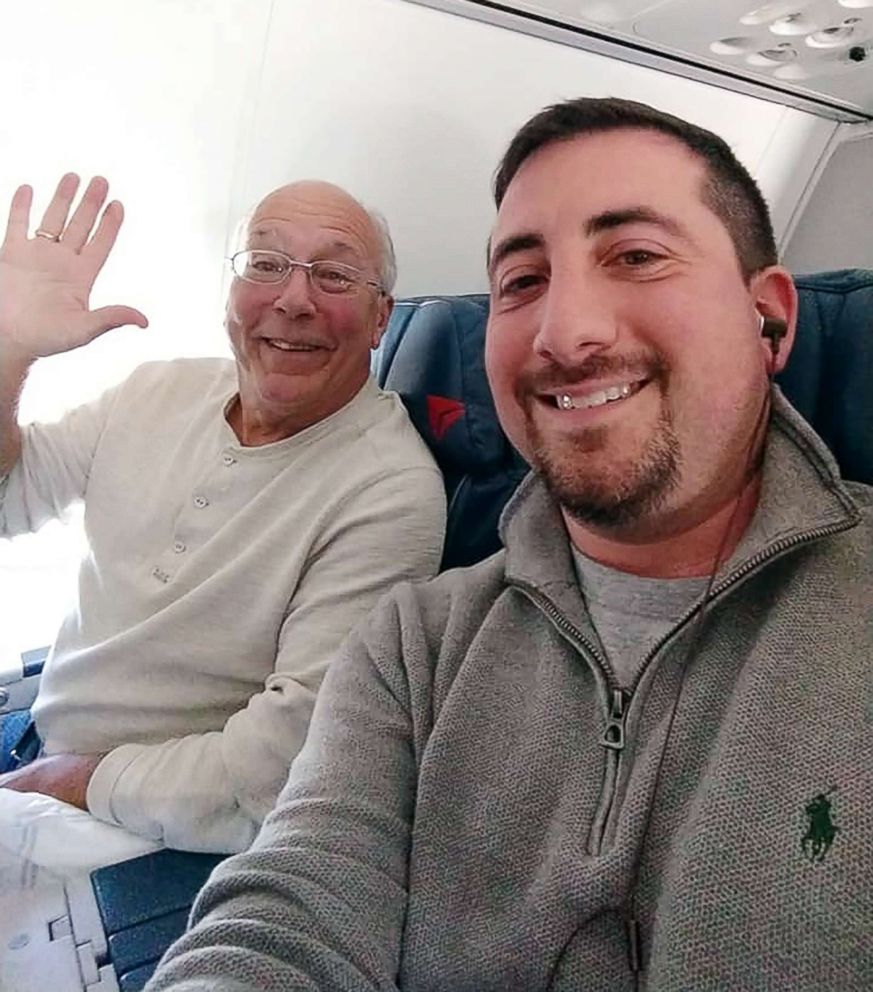 PHOTO: Hal Vaughan, left, flew on Christmas Eve so that his flight attendant daughter wouldn't have to spend Christmas alone.