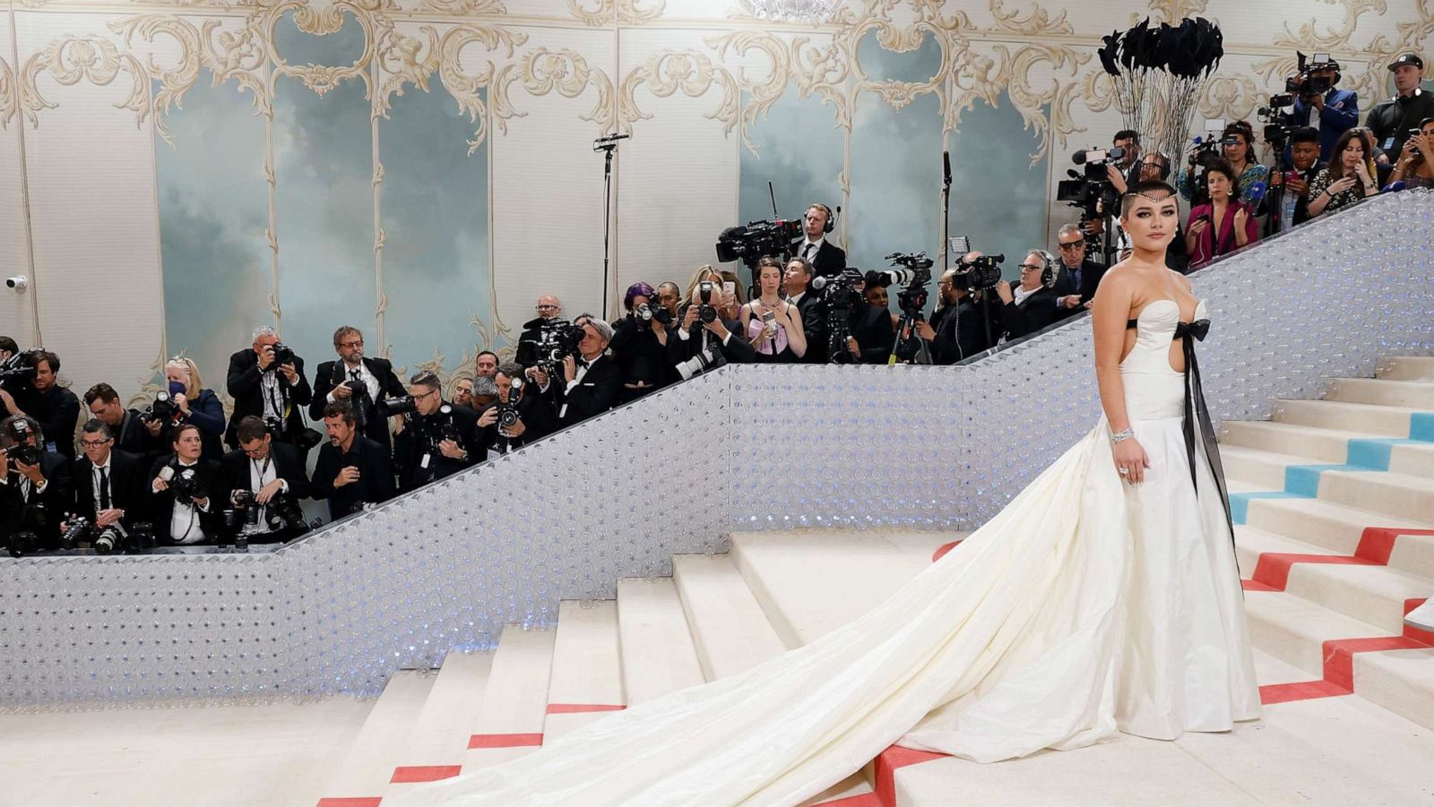 PHOTO: Florence Pugh attends the 2023 Costume Institute Benefit celebrating "Karl Lagerfeld: A Line of Beauty" at Metropolitan Museum of Art, May 1, 2023, in New York.