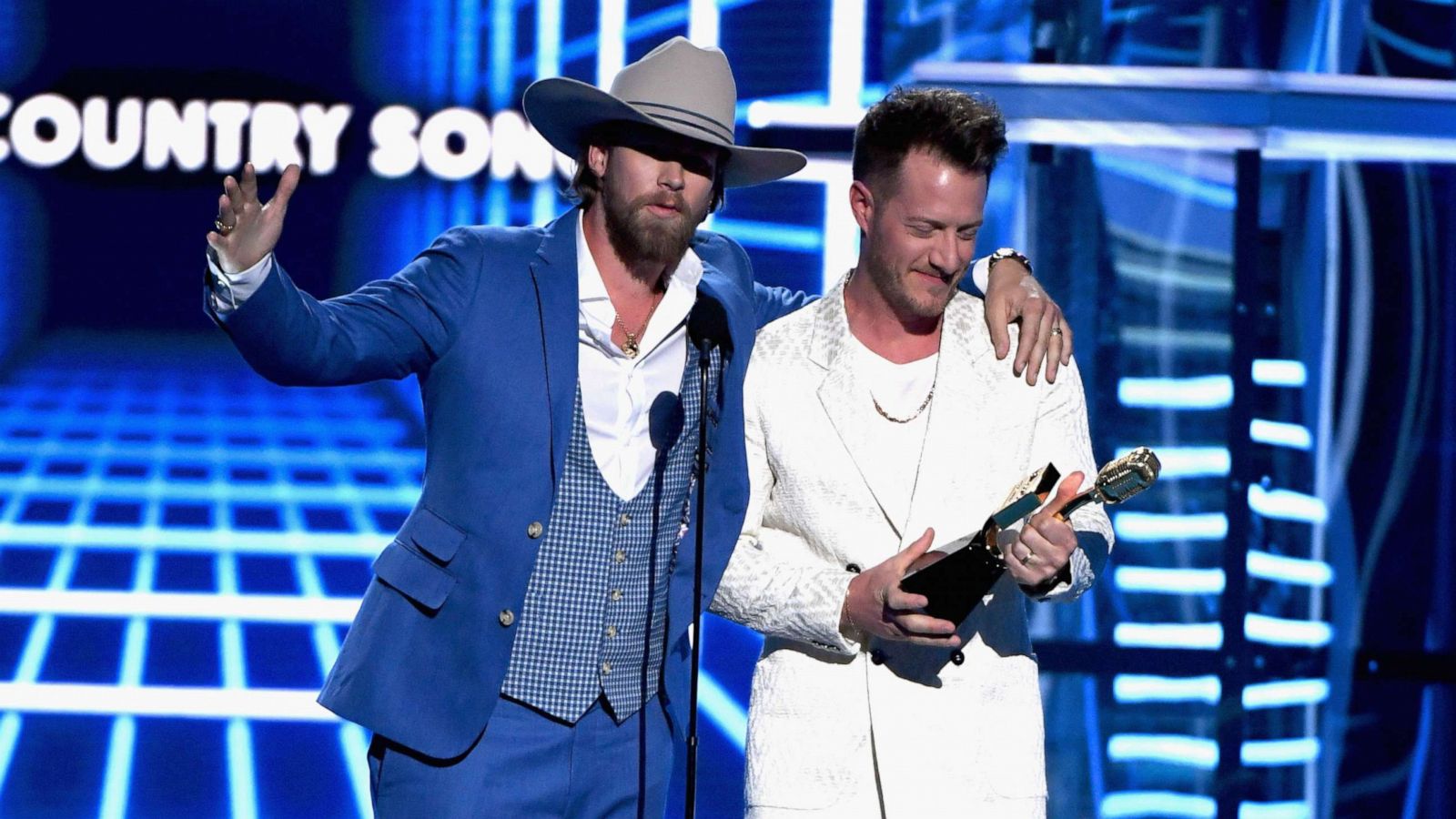 PHOTO: Brian Kelley and Tyler Hubbard of Florida Georgia Line accept Top Country Song for 'Meant to Be' onstage during the 2019 Billboard Music Awards at MGM Grand Garden Arena, May 1, 2019, in Las Vegas.