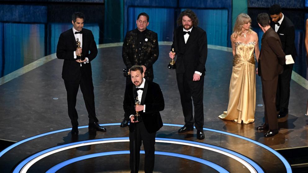 PHOTO: Latvian filmmaker Gints Zilbalodis accepts the award for Best Animated Feature Film for "Flow" onstage during the 97th Annual Academy Awards Hollywood, March 2, 2025. 