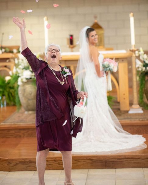 83 Year Old Grandmother Wins Hearts As The Flower Girl At Her Granddaughter S Wedding Gma