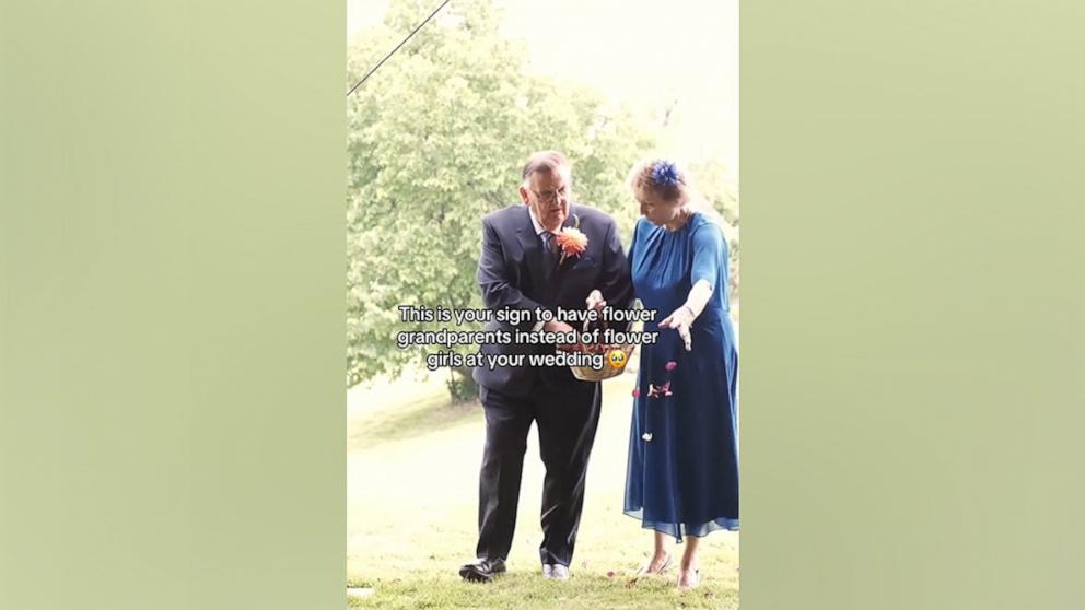 PHOTO: Brian Bayliss and Jenny Bayliss served as “floral grandparents” at their their grandson George Peirce’s wedding to Faye Plunkett.