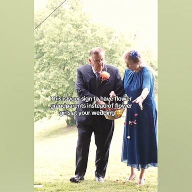 PHOTO: Brian Bayliss and Jenny Bayliss served as “floral grandparents” at their their grandson George Peirce’s wedding to Faye Plunkett.