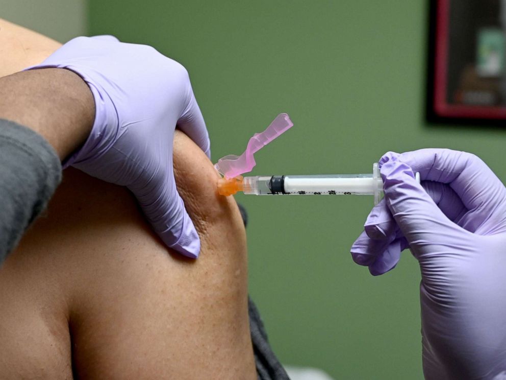 PHOTO: A man gets a flu shot at a health facility in Washington, D.C., Jan. 31, 2020.