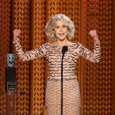 PHOTO: Honoree Jane Fonda accepts the SAG Life Achievement Award onstage during the 31st Annual Screen Actors Guild Awards at Shrine Auditorium and Expo Hall on Feb. 23, 2025 in Los Angeles.