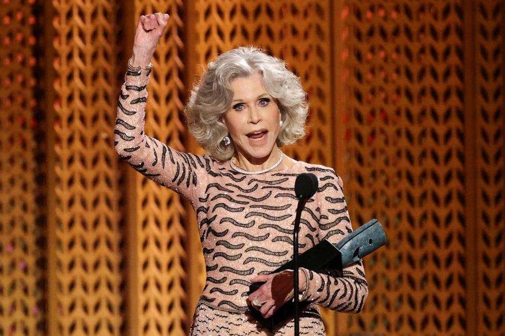 PHOTO: Jane Fonda accepts the Life Achievement Award during the 31st Screen Actors Guild Awards, in Los Angeles, Feb. 23, 2025.