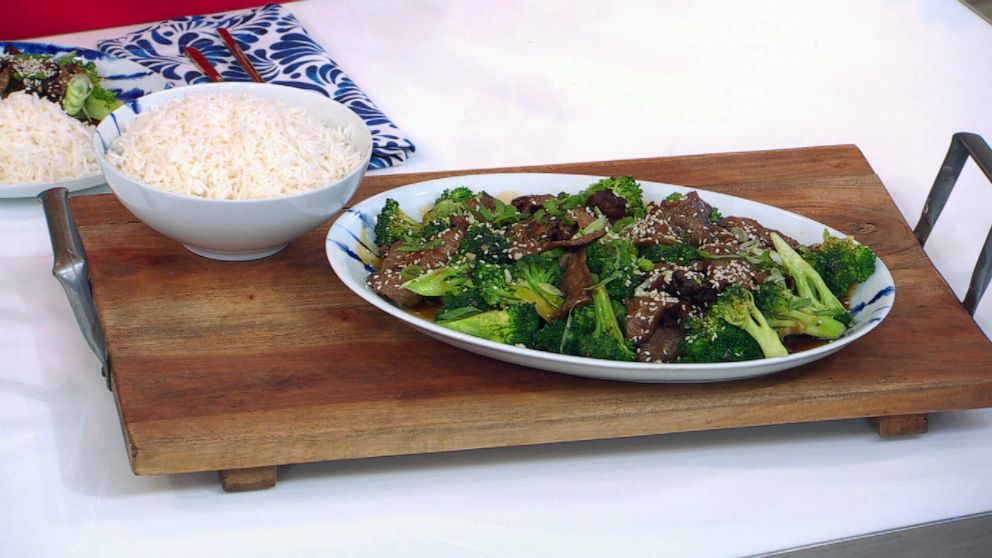 PHOTO: A plate of beef and broccoli from TikTok food creator Cassie Yeung demonstrated on "Good Morning America," on May 23, 2023.