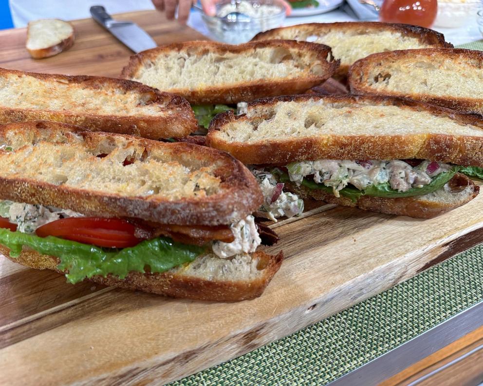 PHOTO: A plate of chicken salad BLT sandwiches.