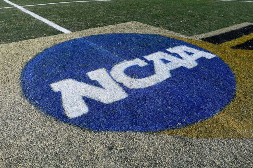 PHOTO: The NCAA logo on the field.