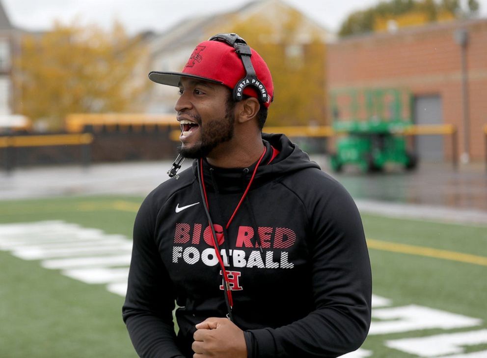 PHOTO: Hughes High School football coach Chris Mobley is pictured at a team practice in Cincinnati, Ohio.