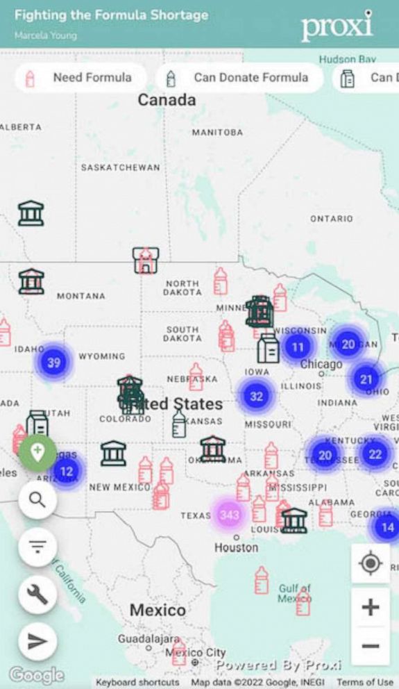 PHOTO: Young's "Fighting the Formula Shortage" map can be viewed and updated on a computer, tablet or mobile phone.