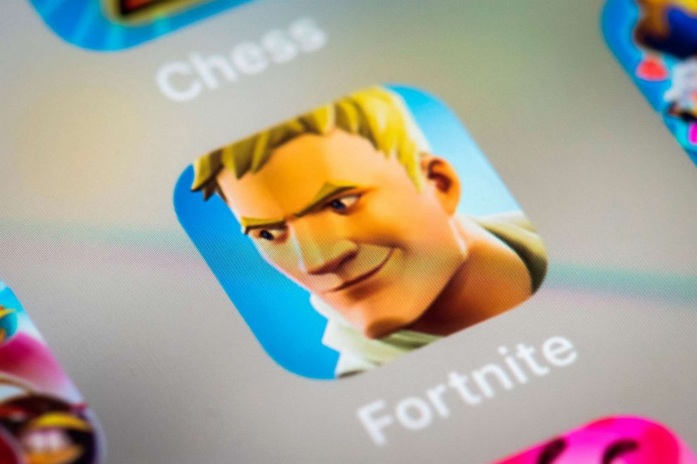 PHOTO: This illustration picture shows the video game Fortnite app logo displayed by a tablet in Paris, Feb. 18, 2019.
