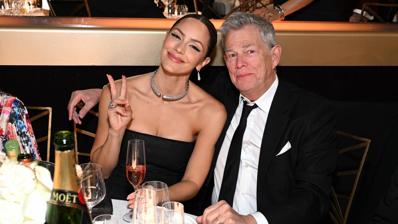 PHOTO: Katharine McPhee and David Foster at 81st Annual Golden Globes, celebrating 13 years of Toast for a Cause at the Beverly Hilton on Jan. 7, 2023.