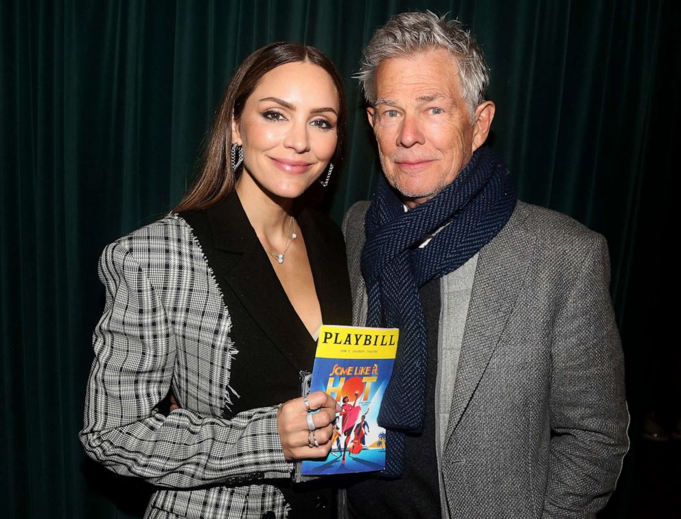 PHOTO: Katharine McPhee Foster and David Foster pose backstage at the new musical "Some Like It Hot" December 6, 2022 in New York City.