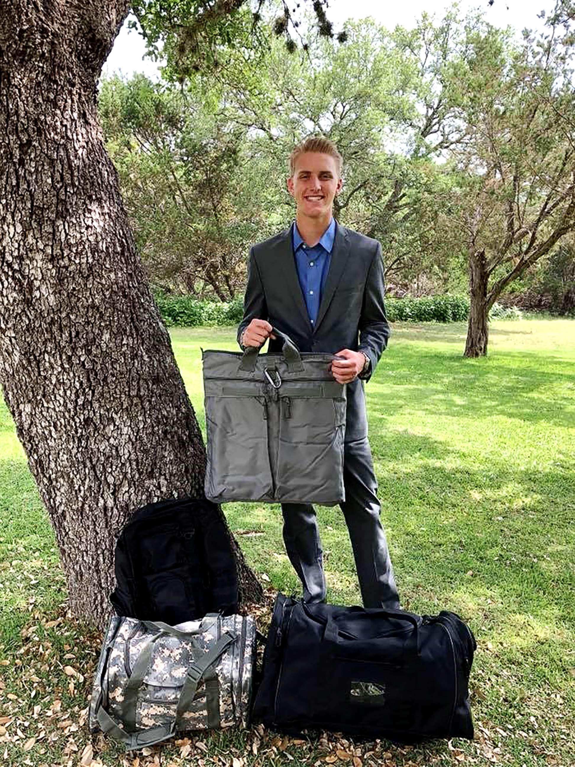PHOTO: Hunter Beaton, 18, created a program that gives bags to kids in foster care. 