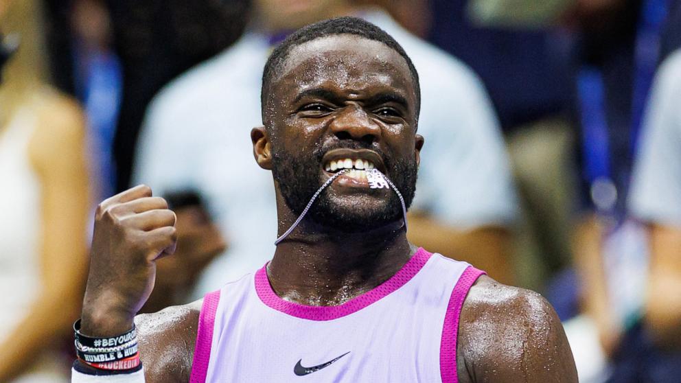 PHOTO: Frances Tiafoe (USA) celebrates his victory over Alexei Popyrin (AUS) on day seven of the 2024 U.S. Open tennis tournament at the USTA Billie Jean King National Tennis Center, in Flushing, New York, on Sep 01, 2024.