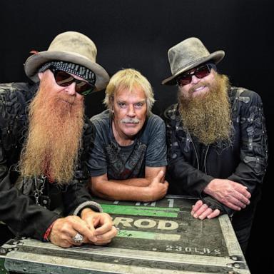 PHOTO: Billy Gibbons, Frank Beard and Dusty Hill of ZZ Top pose for a group portrait backstage at Glastonbury Festival, June 24, 2016.
