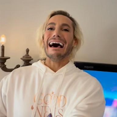 PHOTO: Frankie Grande (left) in a video he shared on Instagram of himself reacting to his sister, Ariana Grande's Oscars performance. Ariana Grande (right) sings on stage during the 97th Annual Oscars at Dolby Theatre, March 2, 2025.