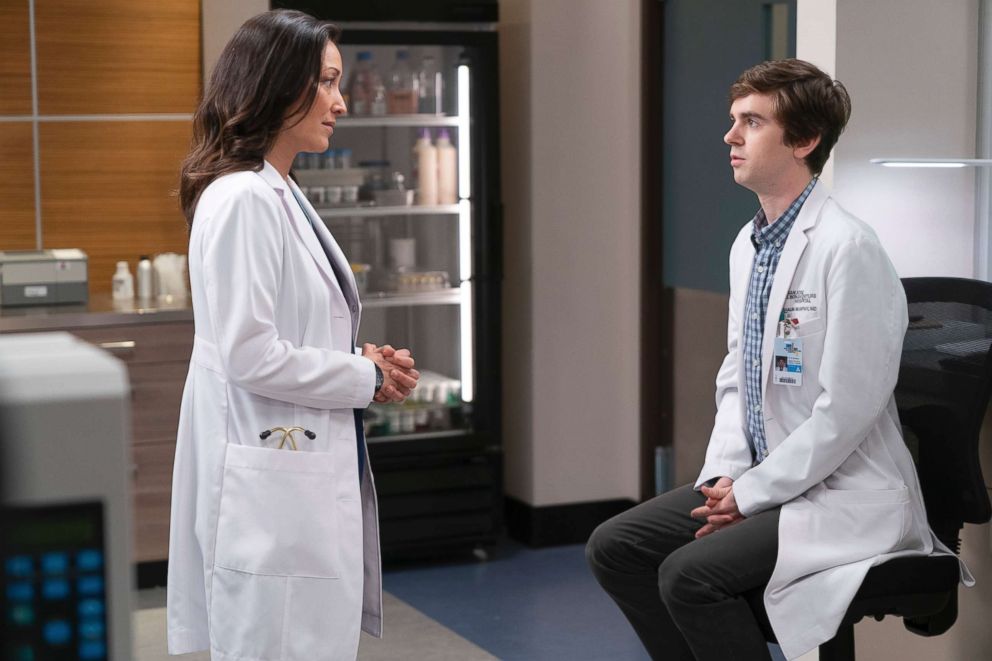 PHOTO: Christina Chang and Freddie Highmore in a scene from "The Good Doctor."